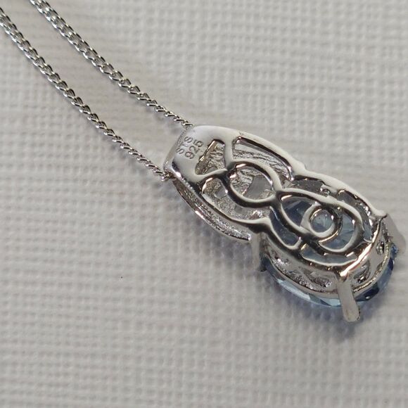 Blue Mystic Topaz Pendant Necklace 20" Chain - Picture 4 of 10